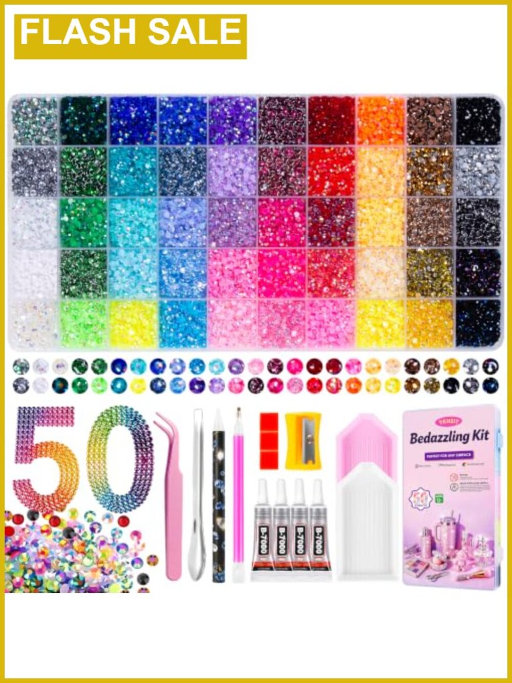 Bedazzling Kit 44000Pcs 50 Colors 3mm Resin Jelly Rhinestones Diamond Art